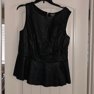 Black vegan leathe peplum top